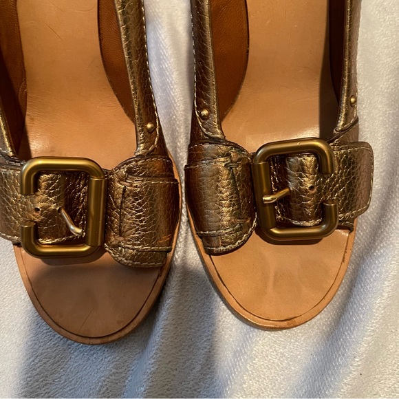 Chole mettalic peep toe stacked heels, size 38 - Picture 3 of 12